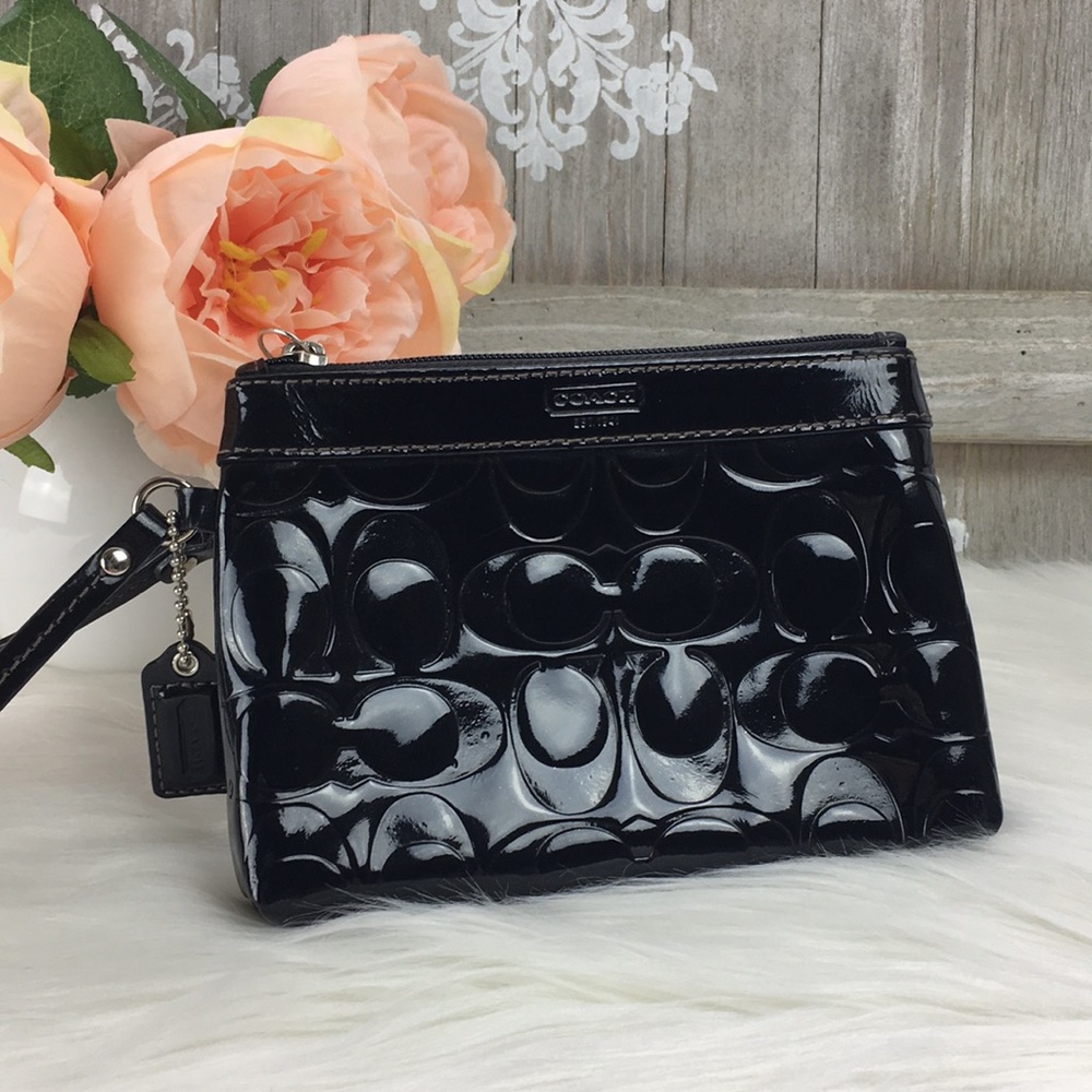 Coach Patented Leather Embossed Wristlet